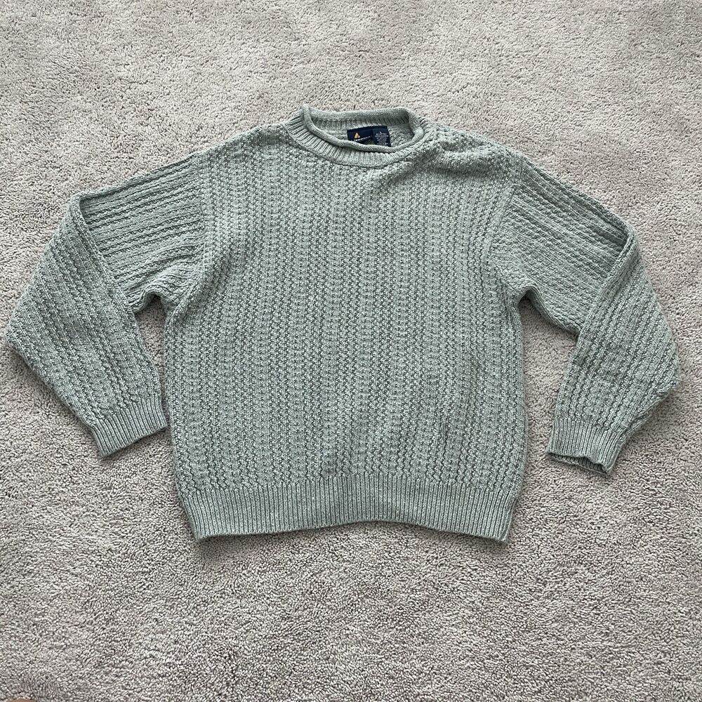 Vintage Lizsport Mint Green Textured Knit Women's Large Sweater Union USA Made
